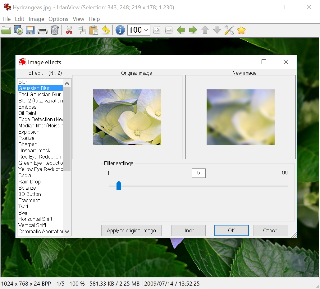 “Gaussian Blur”フィルター