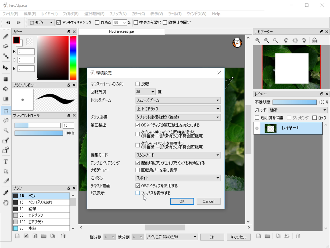 ［環境設定］ダイアログ