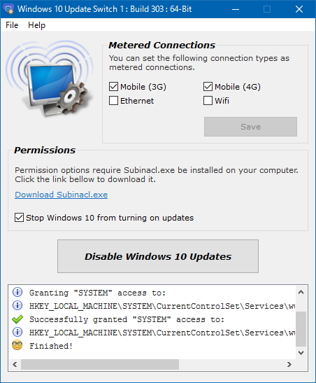 「Windows 10 Update Switch」v1.0.1.303