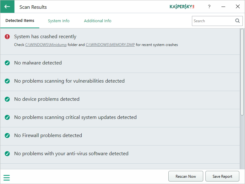 ［Detected Items］タブ
