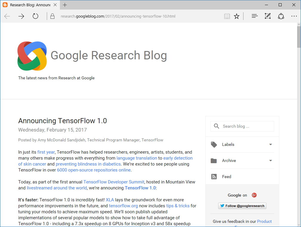 公式ブログ“Google Research Blog”