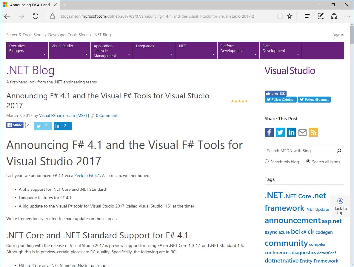 公式ブログ“.NET Blog”