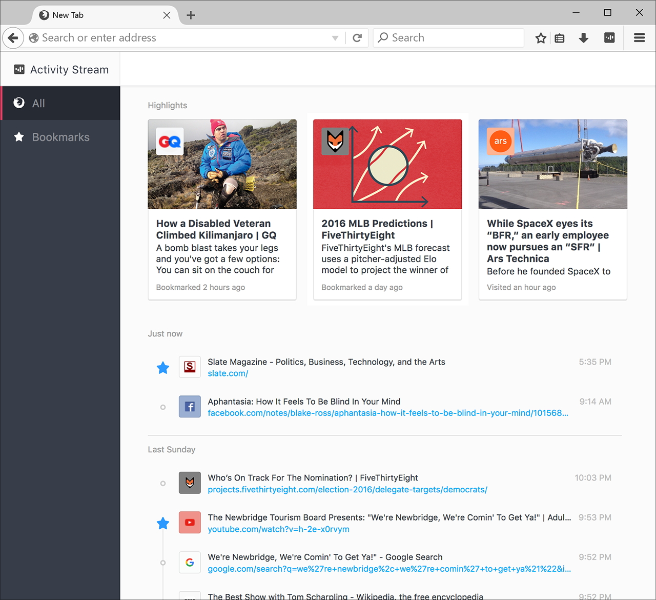 閲覧履歴を時系列がよくわかるタイムライン方式で表現できる「Activity Stream」（公式サイトより引用）