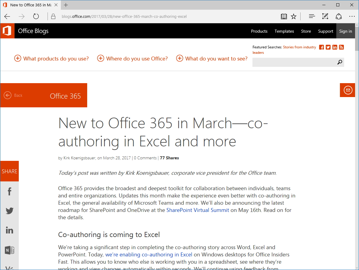 公式ブログ“Office Blogs”