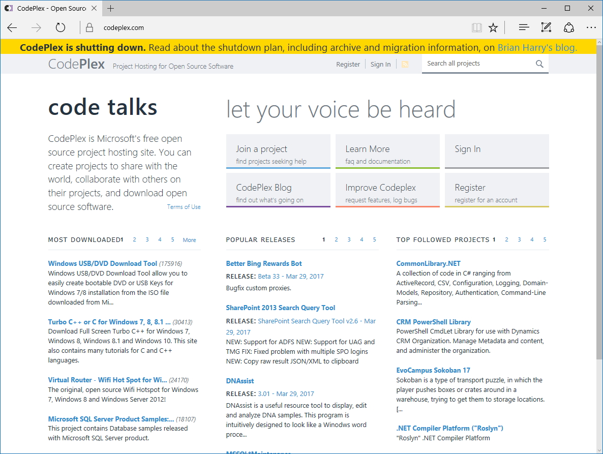 オープンソースプロジェクトのホスティングサービス“CodePlex”