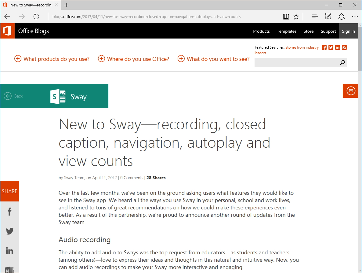 公式ブログ“Office Blogs”