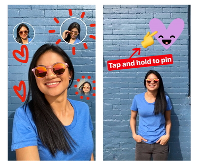 オリジナルスタンプを作成できる“セルフィースタンプ”や動画での固定表示なども