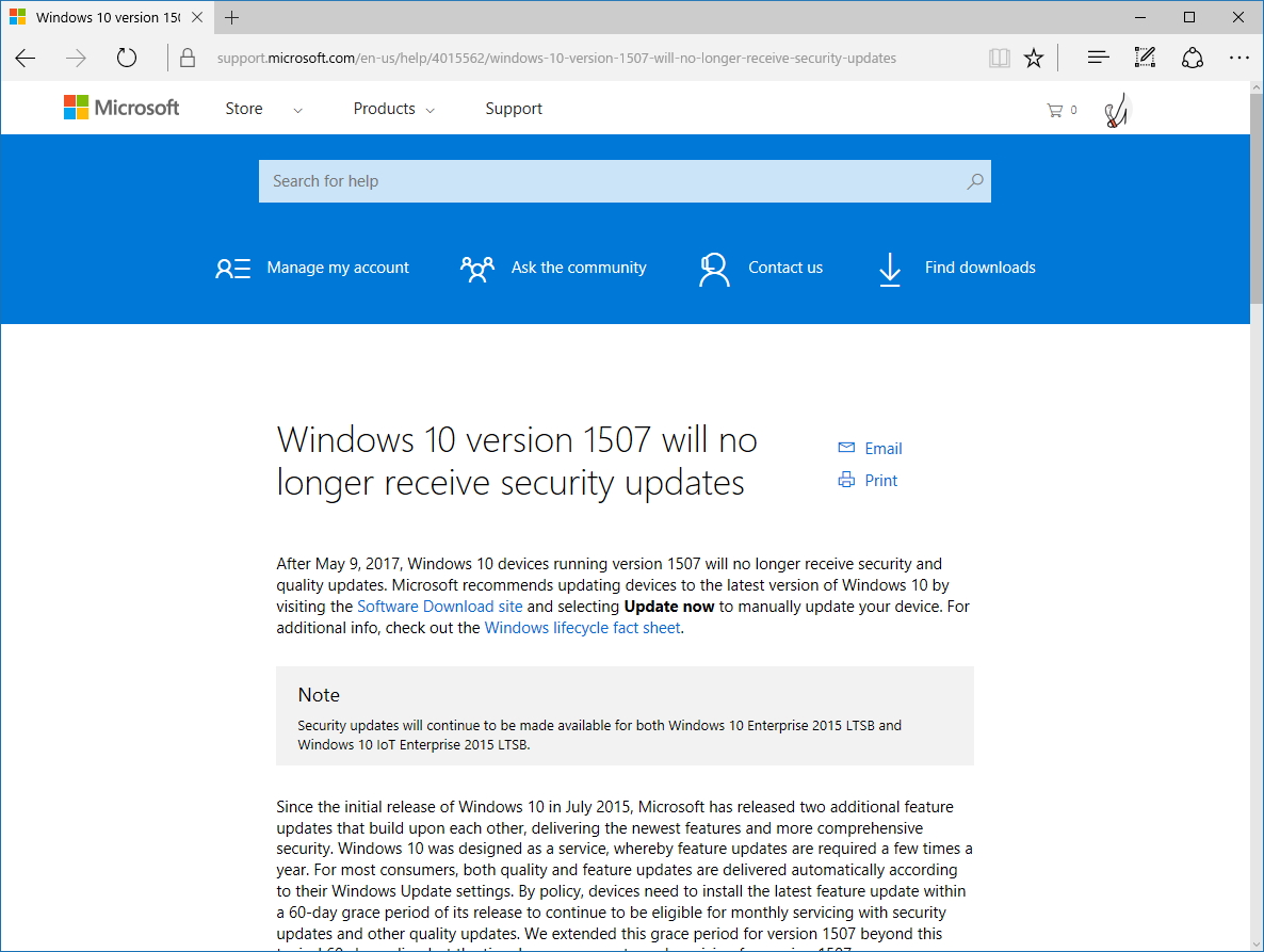 Microsoftのサポートセンター
