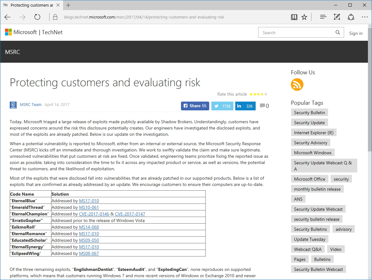 Microsoft Security Response Centerの公式ブログ“MSRC”