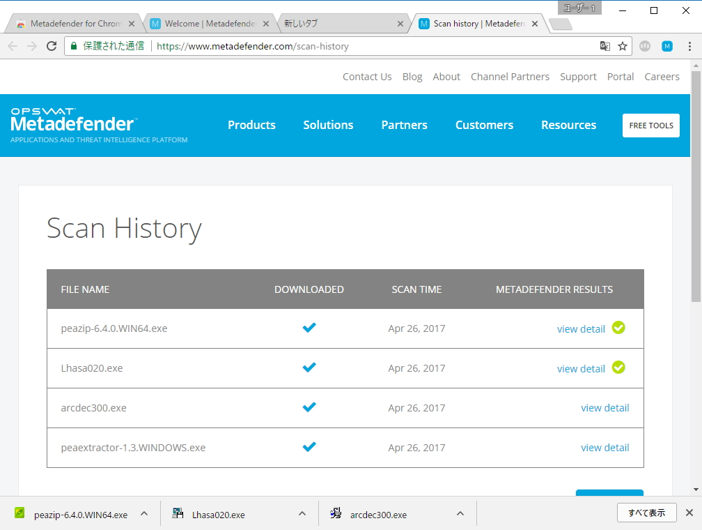 分析履歴ページ