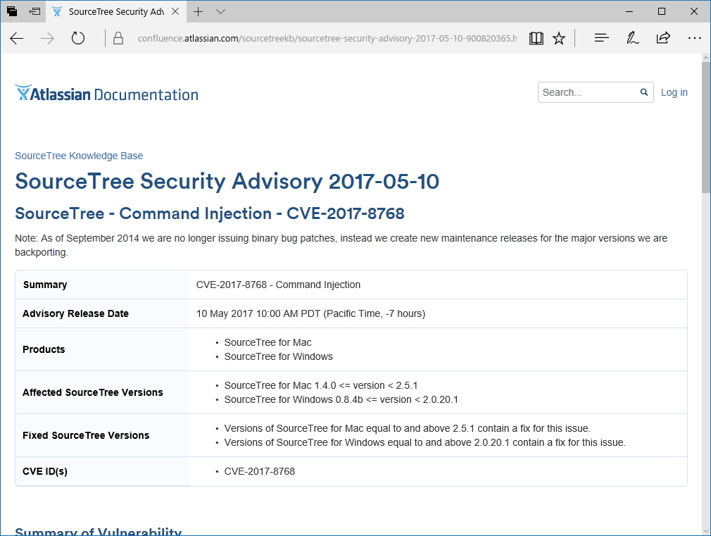 同社が公開したセキュリティアドバイザリ