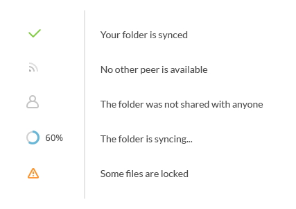 フォルダーの同期ステータスが表示されるように