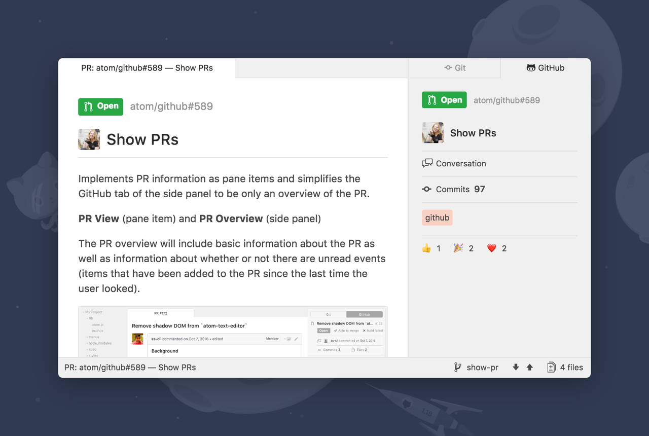 「Atom」に「Git」と「GitHub」が統合