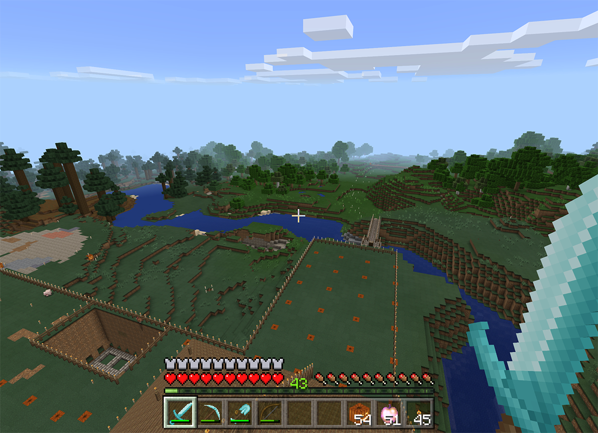 表示距離16チャンクの状態。この辺りからプレイして不便を感じなくなります