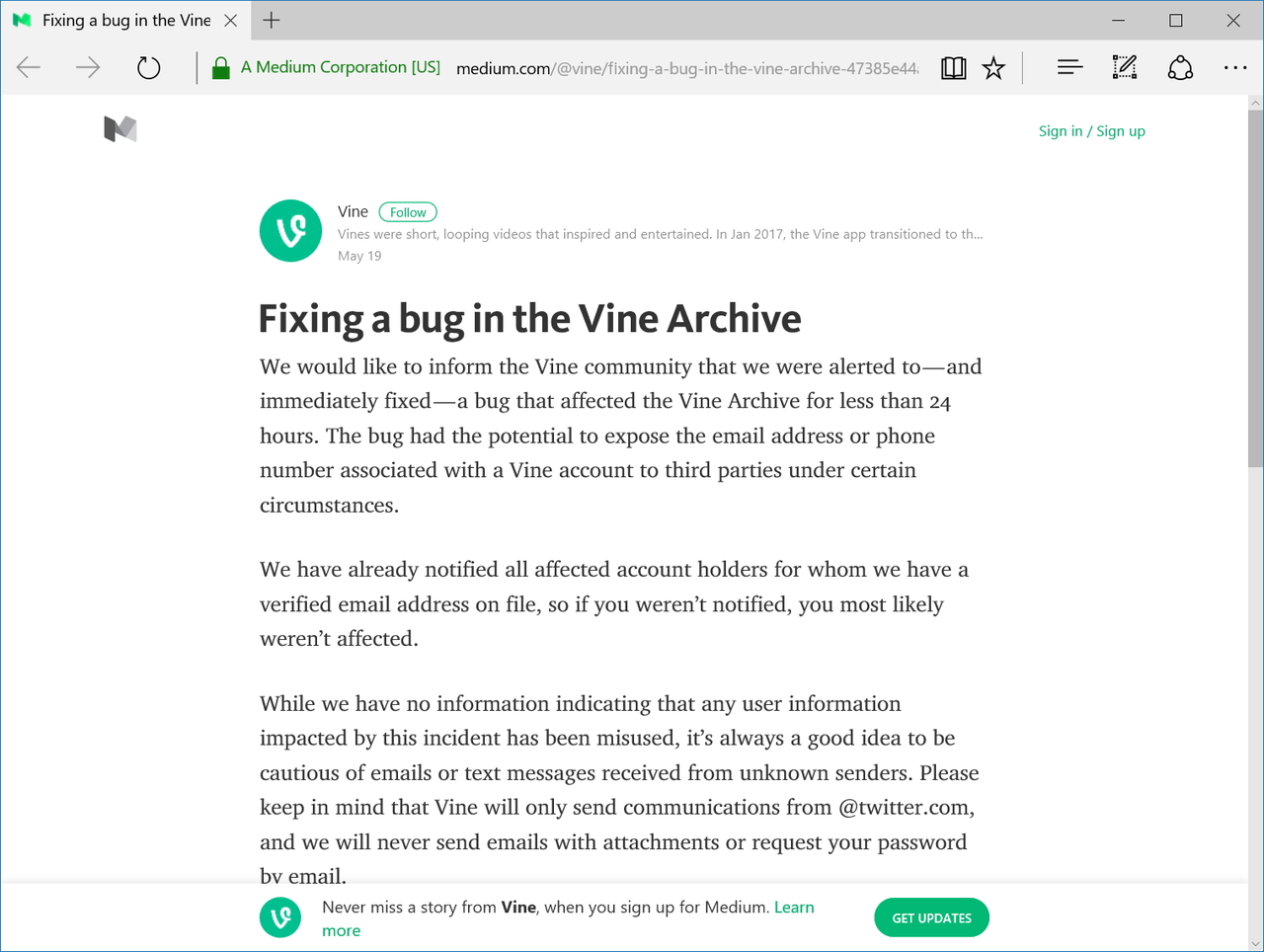 “Vine”の公式ブログ
