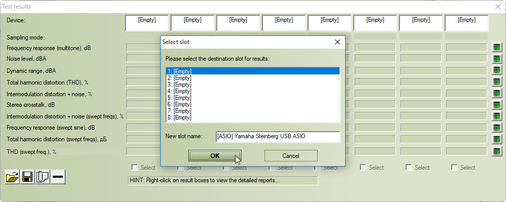 測定が完了したら［OK］ボタンをクリック
