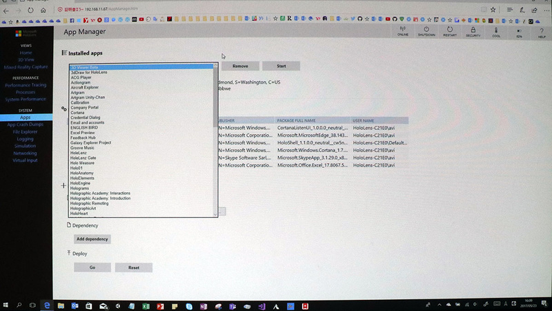 こちらが“Device Portal”にアクセスした状態。ページレイアウトはWindows 10 IoT Coreとそっくりだ