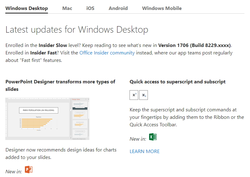 Windows デスクトップ向け「Office 365」の6月機能アップデート