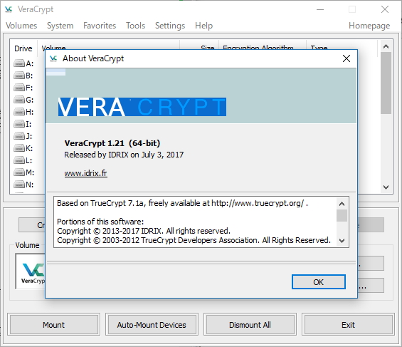「VeraCrypt」v1.21