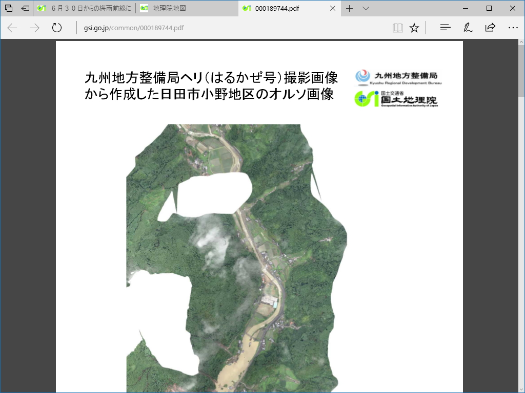 被災地域のオルソ画像