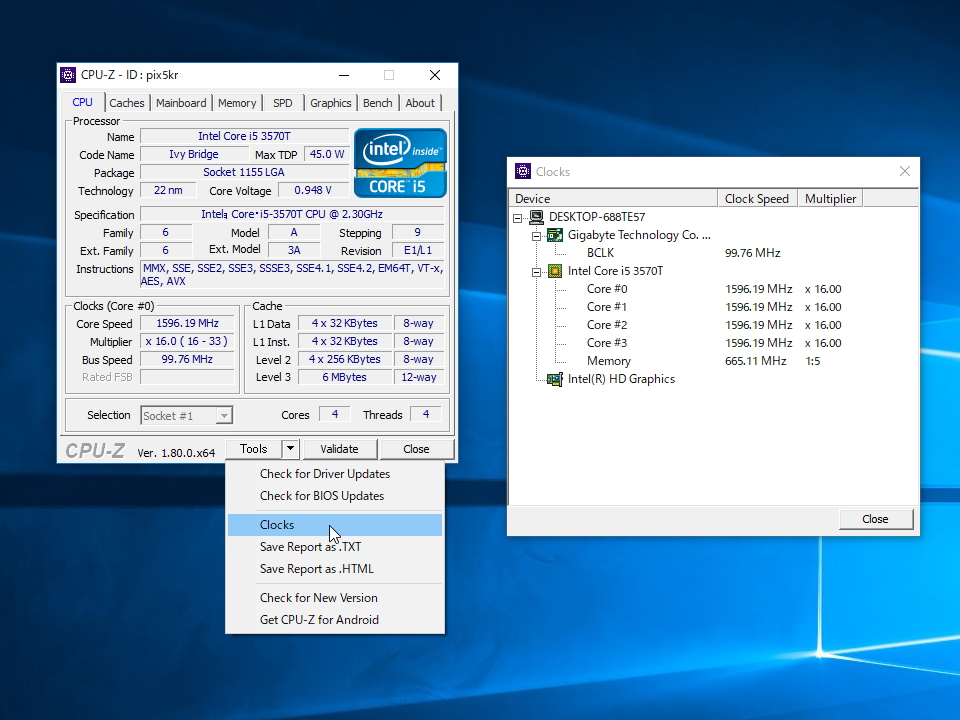 ［Clocks］ダイアログ