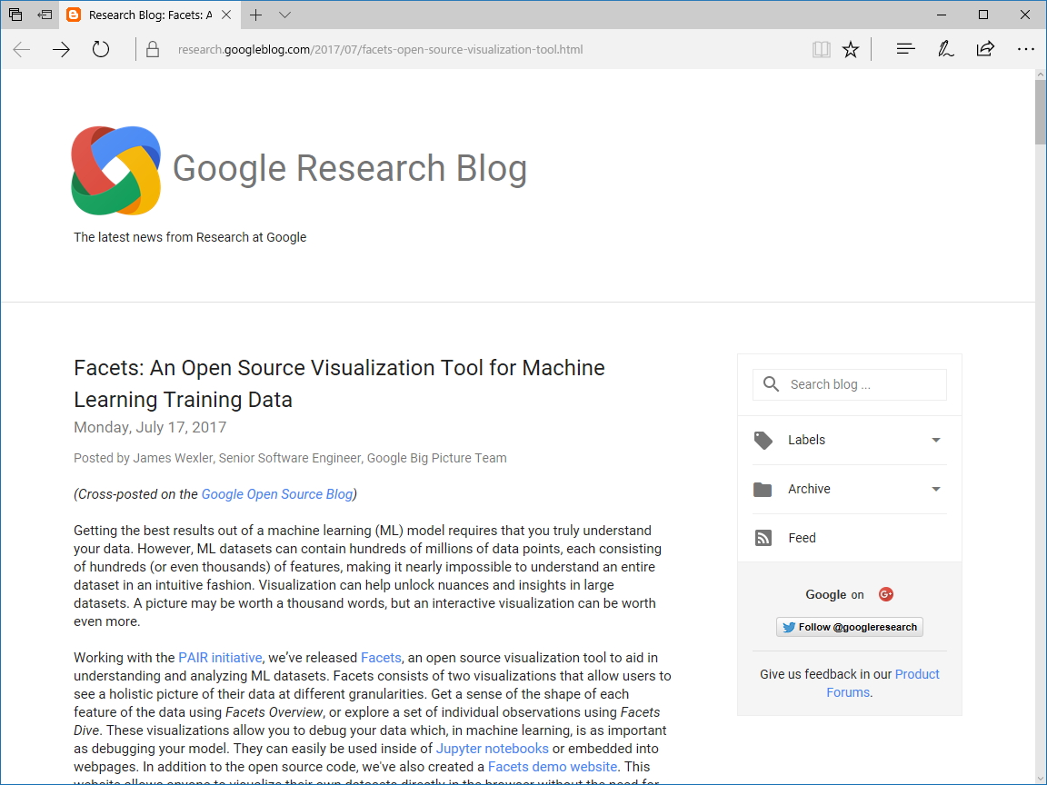 公式ブログ“Research Blog”のリリース記事