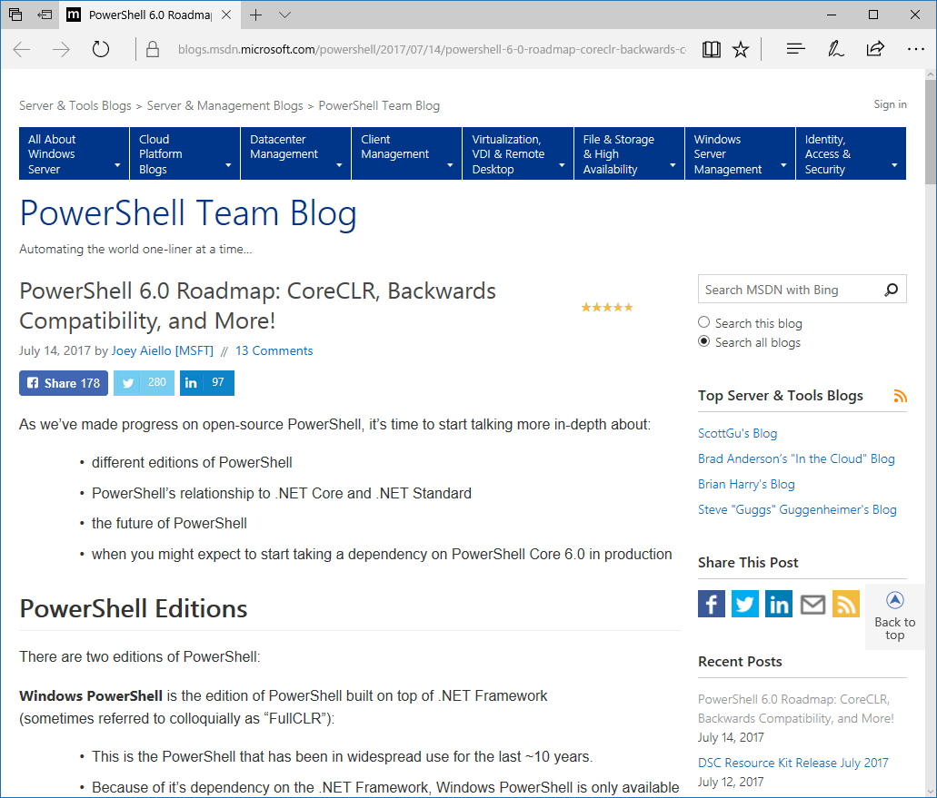 公式ブログ“PowerShell Team Blog”