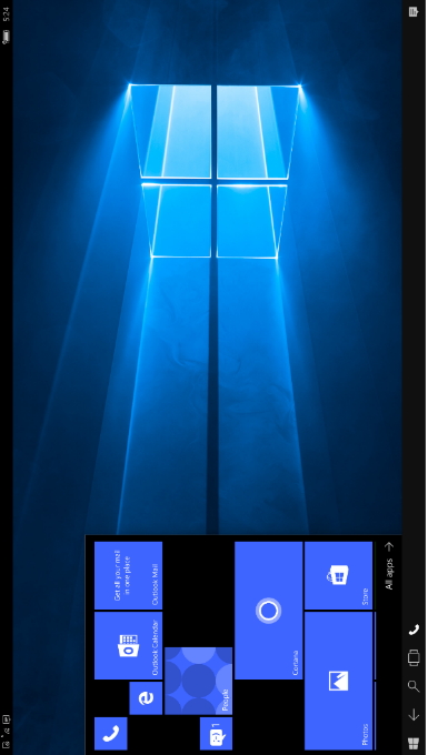 縦長のモニターで“Continuum”を利用（ランドスケープモード）