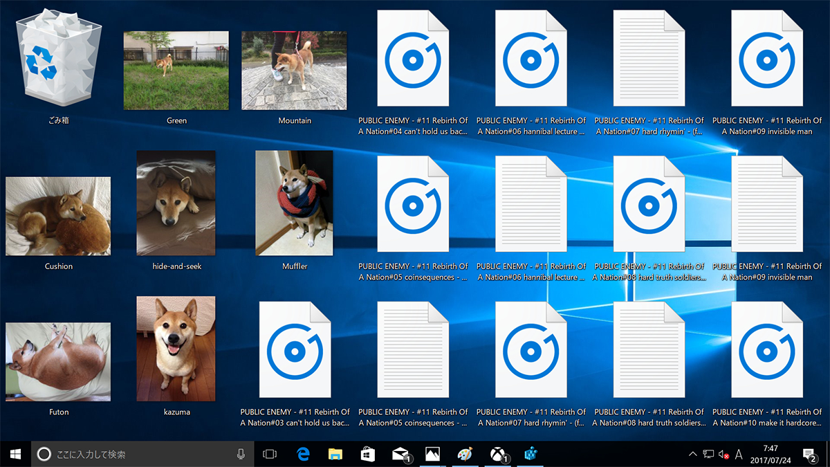 解像度1,920×1,080ピクセル、倍率150％のデスクトップでアイコンサイズを最大化した状態。21個のアイコンが並んでいます