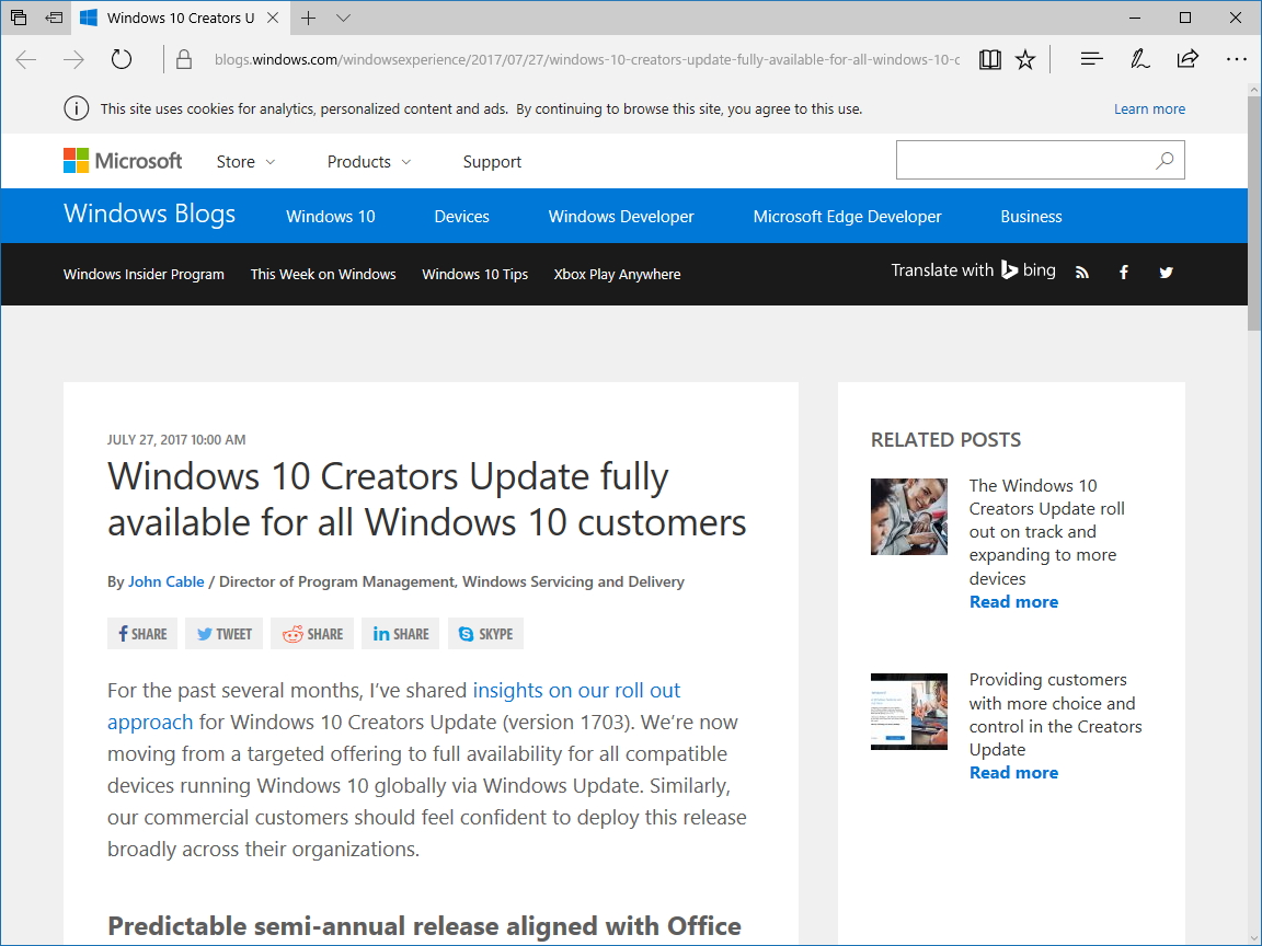 公式ブログ“Windows Experience Blog”