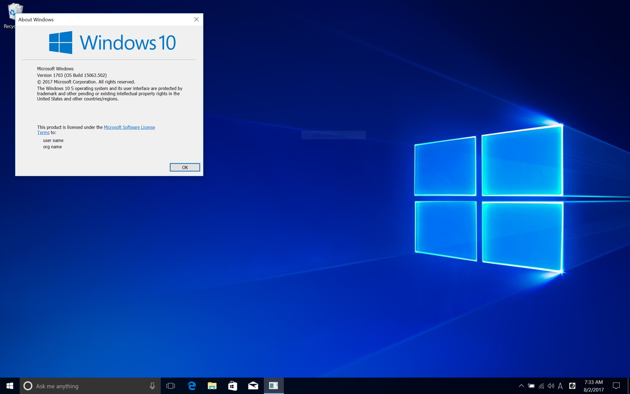 「Windows 10 S」の起動画面