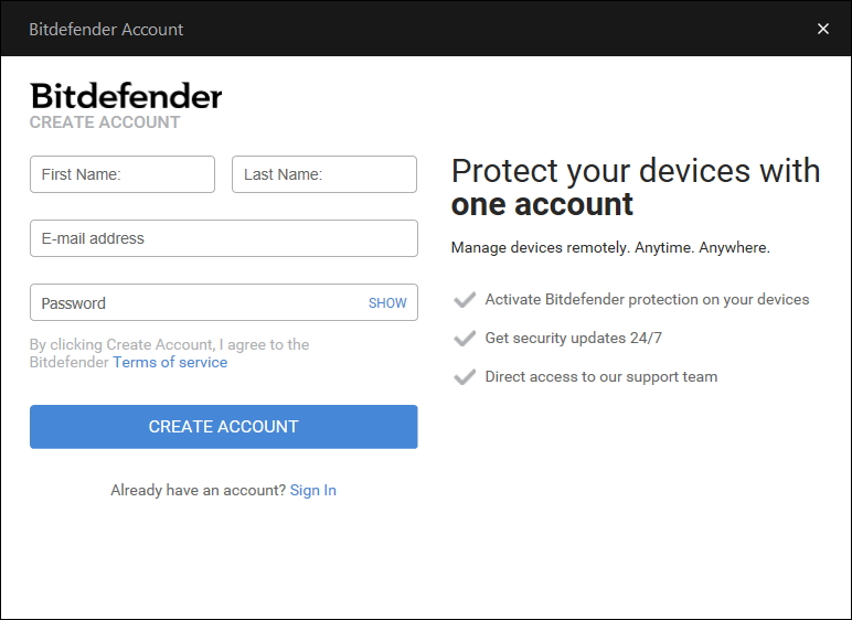 本ソフトの利用には、無償のアカウントの登録が必要