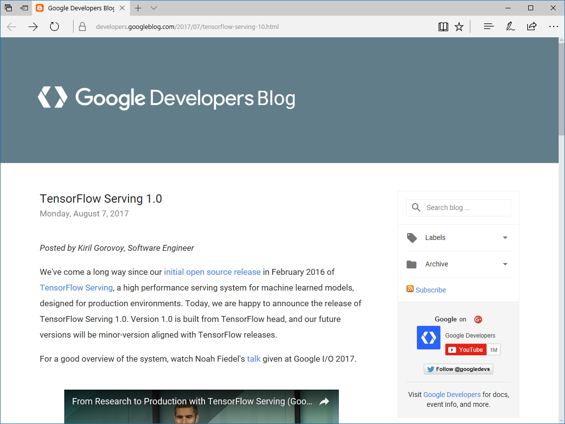 公式ブログ“Google Developers Blog”