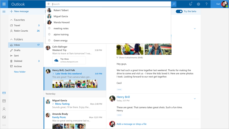 ベータ版“Outlook.com”（同社ブログより引用、以下同）