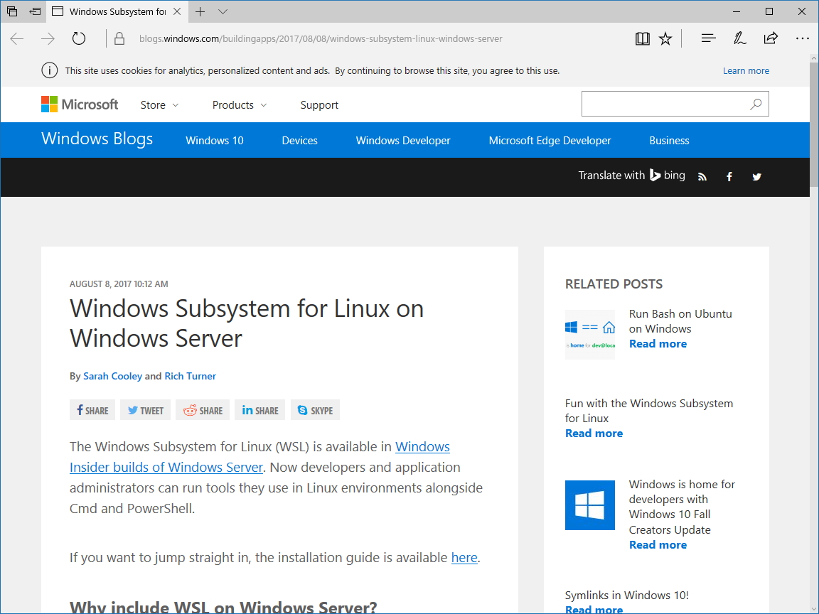 公式ブログ“Windows Experience Blog”