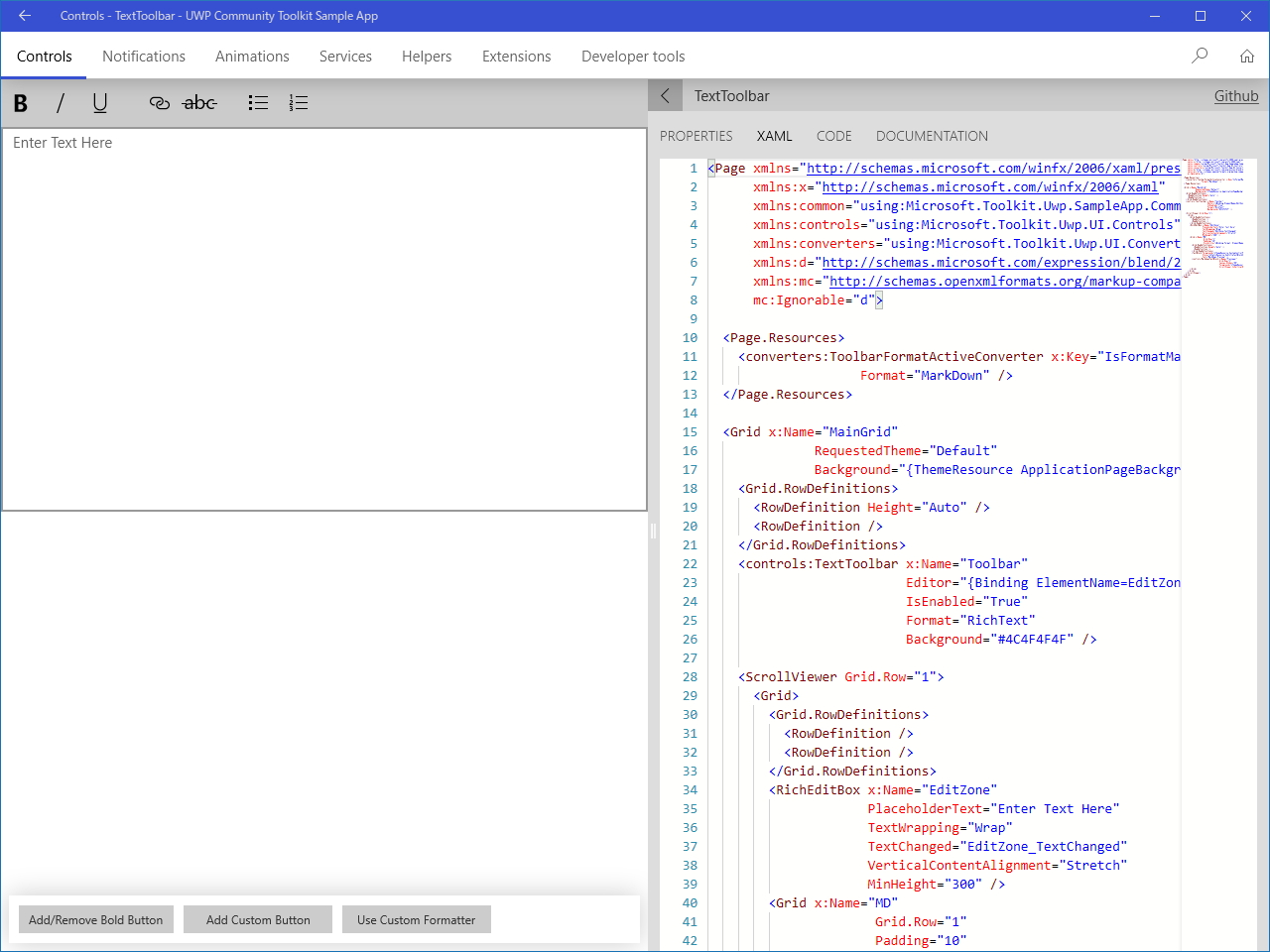 サンプルアプリ「UWP Community Toolkit Sample App」