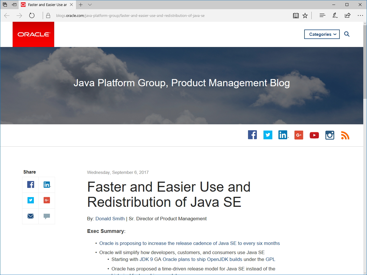 公式ブログ“Oracle Java Platform Group, Product Management Blog”