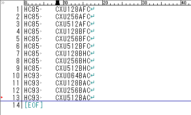 エディターの置換機能で“-”を“タブ”（「秀丸エディタ」の正規表現で“&yen;t”）に全置換します