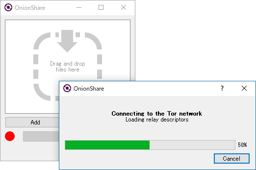 「OnionShare」v1.1