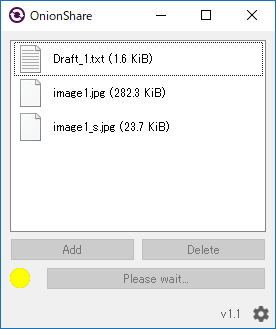 共有したいファイルをドラッグ＆ドロップして［Start Sharing］ボタンを押すだけ。共有の準備には若干時間がかかる