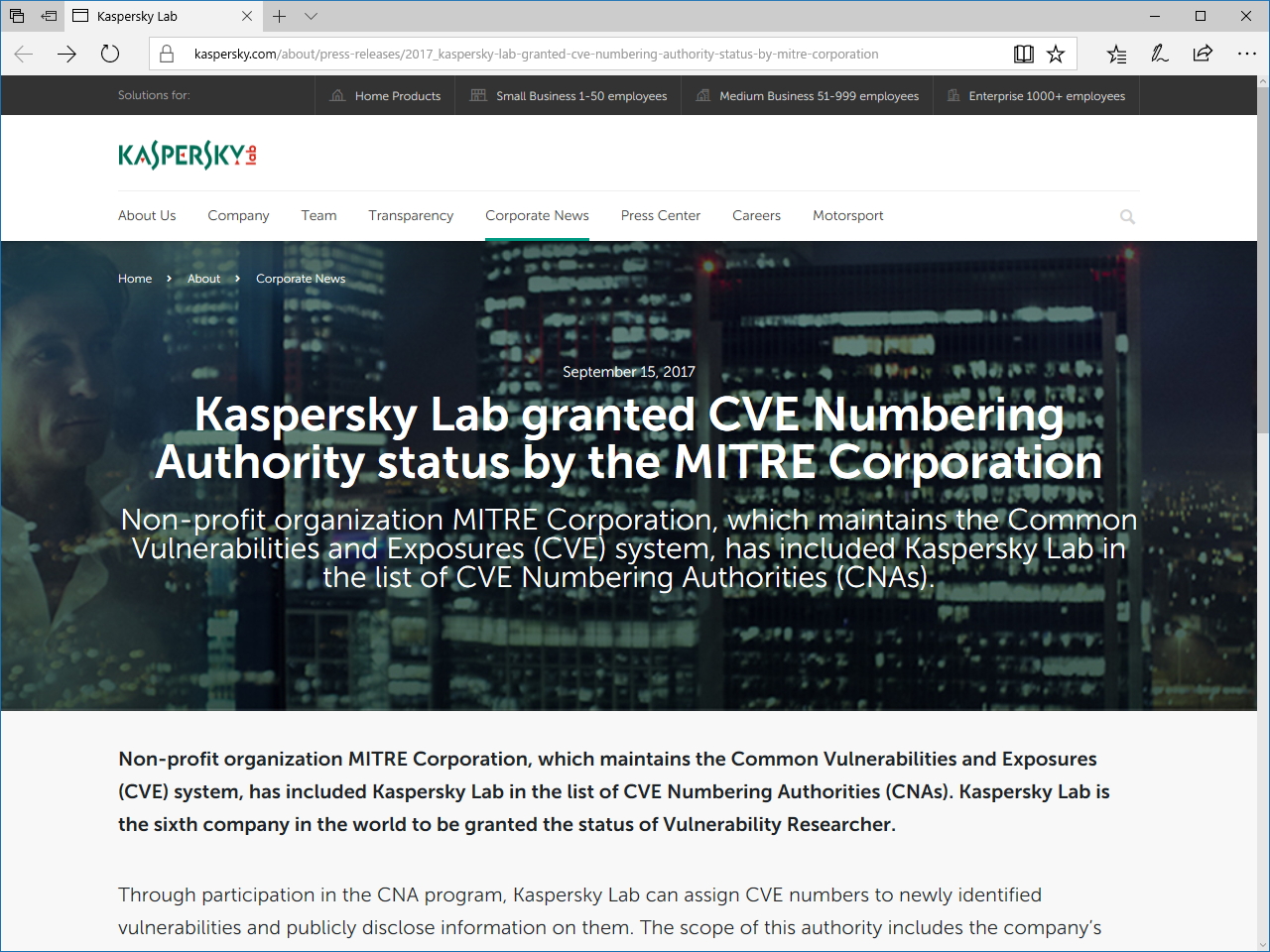 Kaspersky Labのリリース