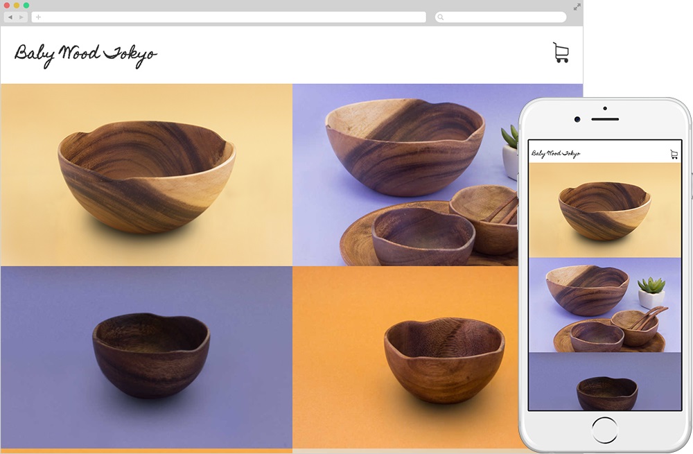 遊び心あるオンラインショップ向けテンプレート“Baby Wood Tokyo”