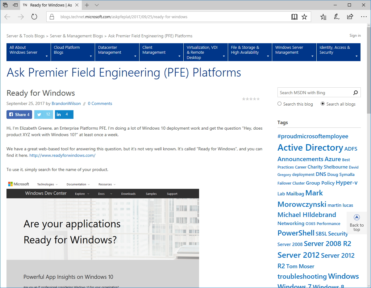 公式ブログ“Ask Premier Field Engineering (PFE) Platforms”