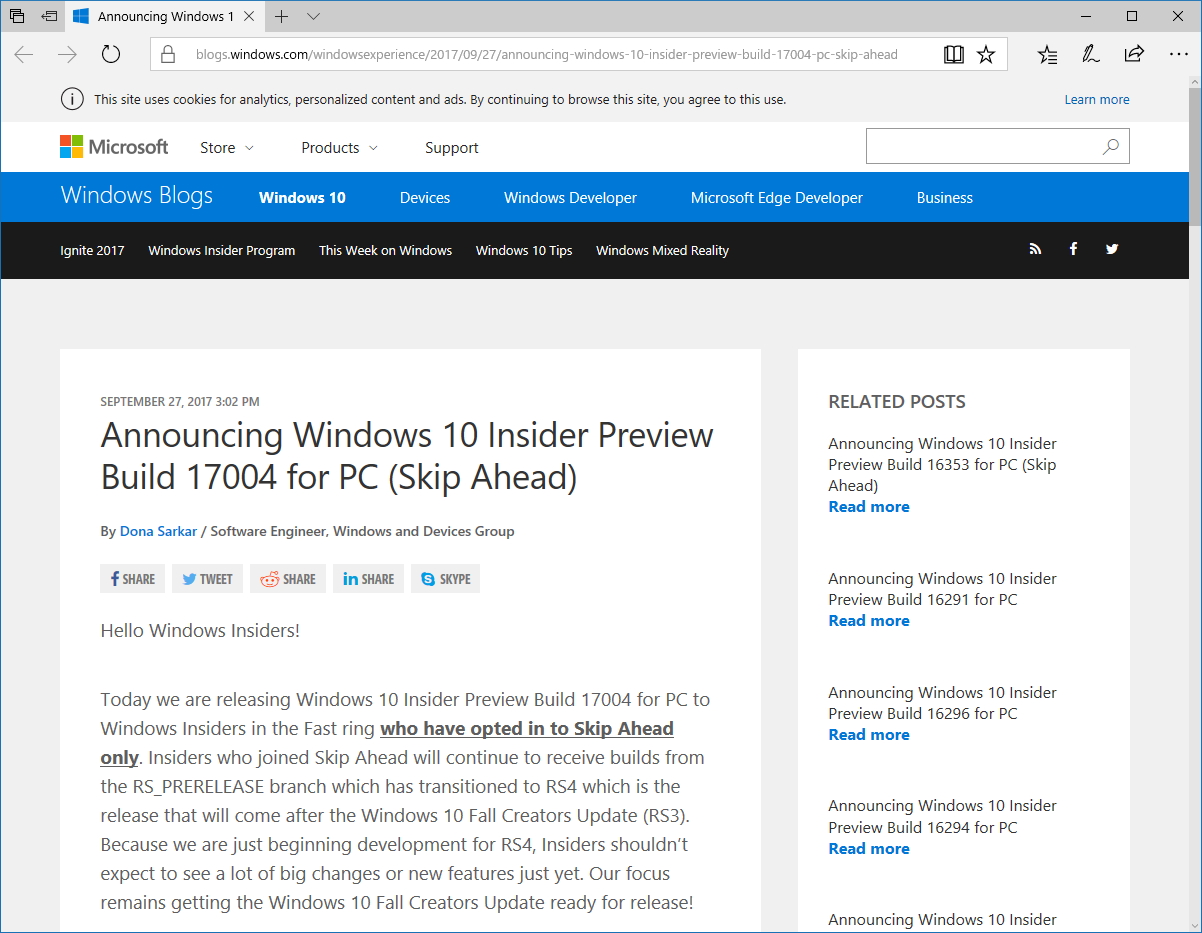 公式ブログ“Windows Experience Blog”