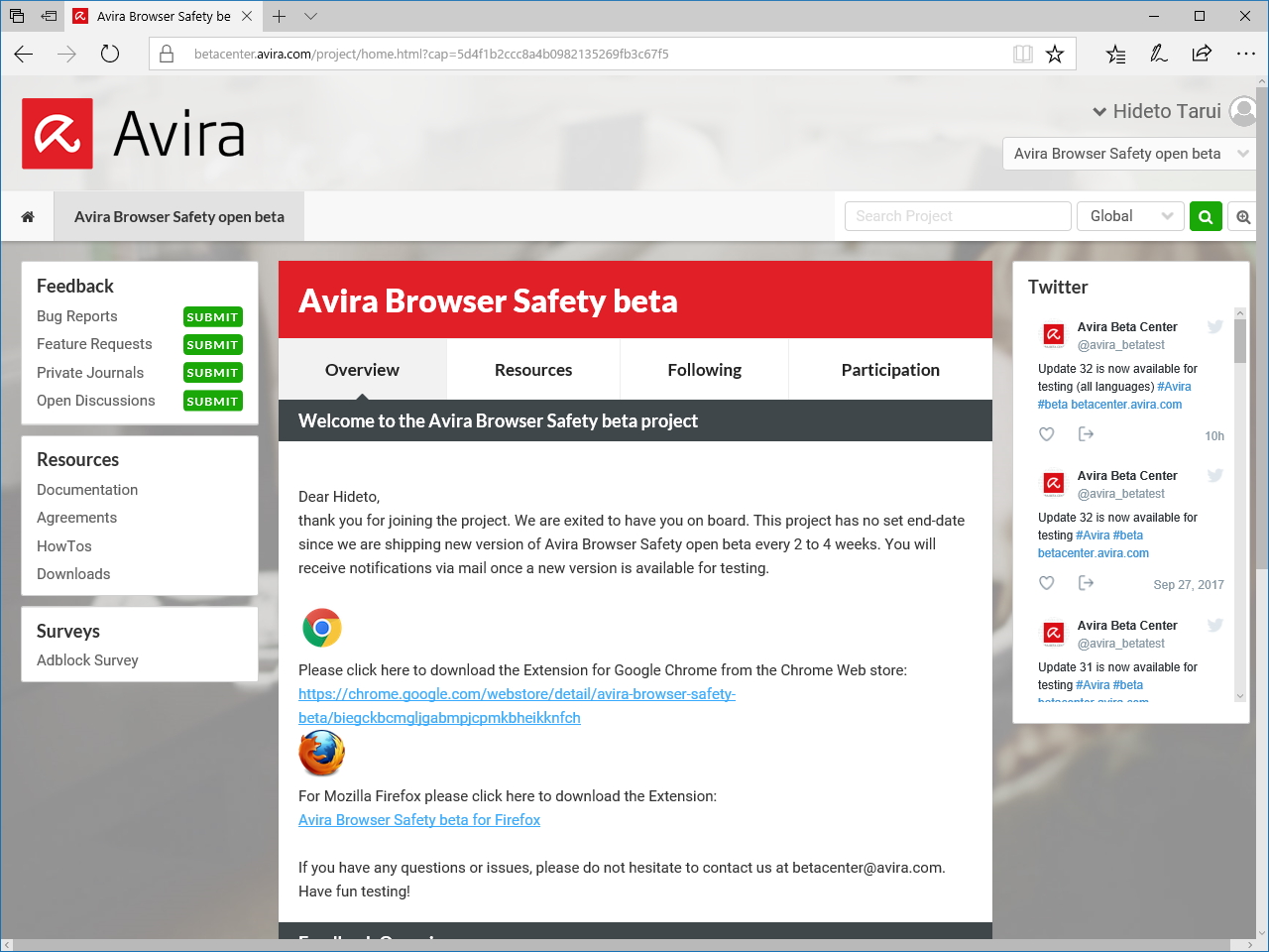 “Avira Beta Center”