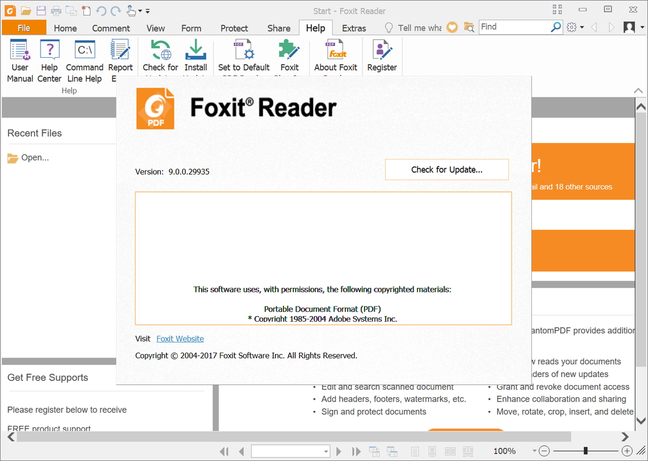 「Foxit Reader」v9.0.0.29935