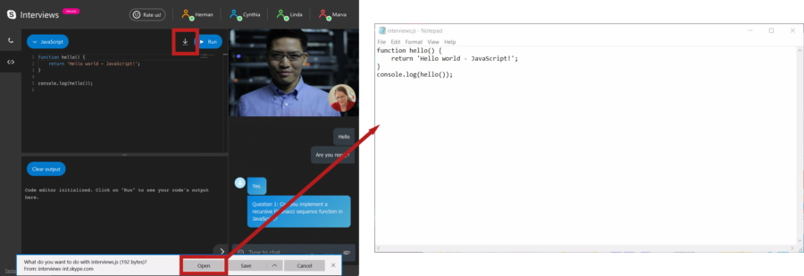 面接中に記述したソースコードのスナップショットをダウンロード