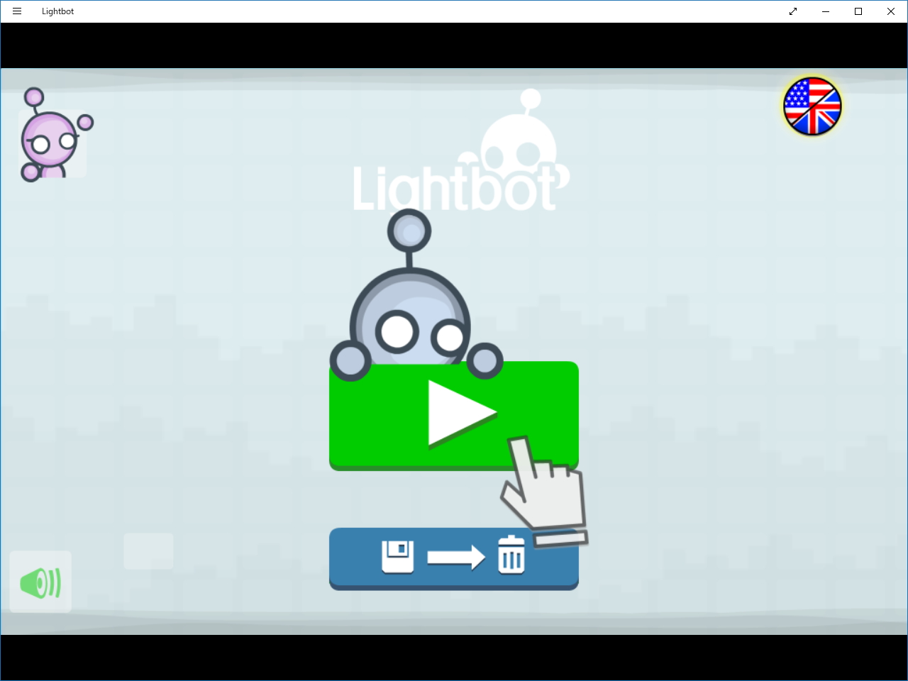 最初の画面。右上にあるアイコンから言語の切り替えが行えるが、日本語には対応していない