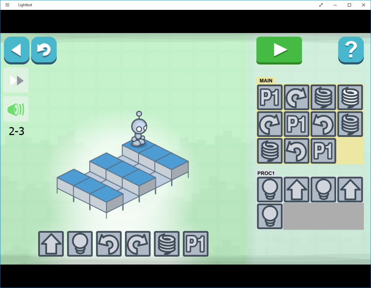 クリアしていくにつれ、マップは次第に複雑になっていく。繰り返しを発見してまとめ、スロットの空きを節約するのがコツだ。後半では色による条件分岐なども利用できるようになる