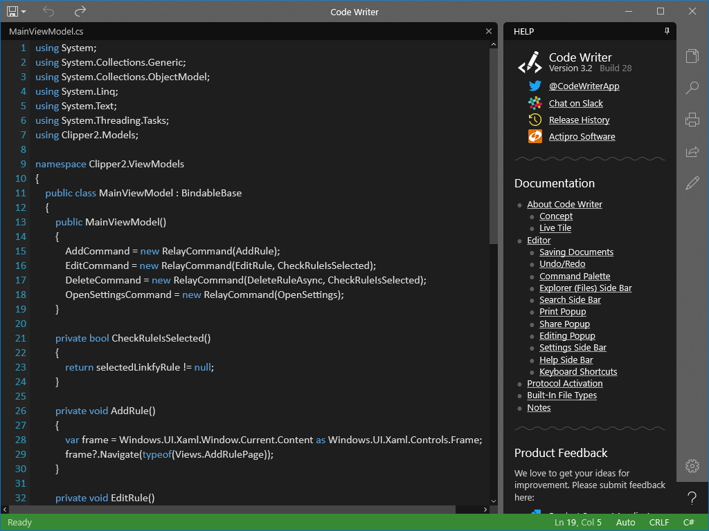 「Code Writer」v3.2